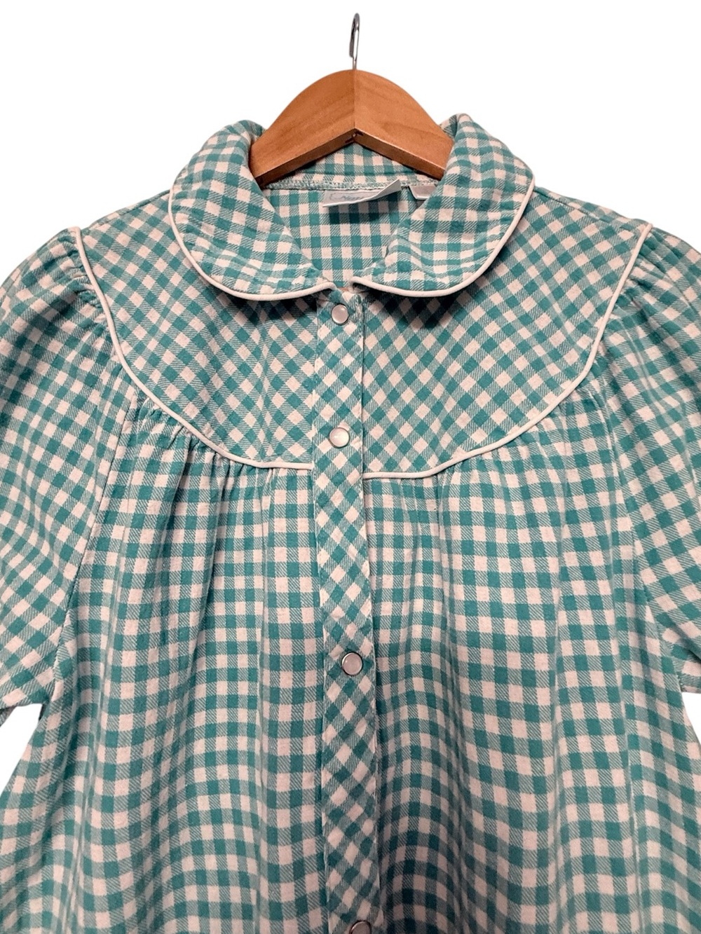 Gingham House Dress Cotton Snap Front Cottagecore Prairie Farmhouse Small - Picture 3 of 7